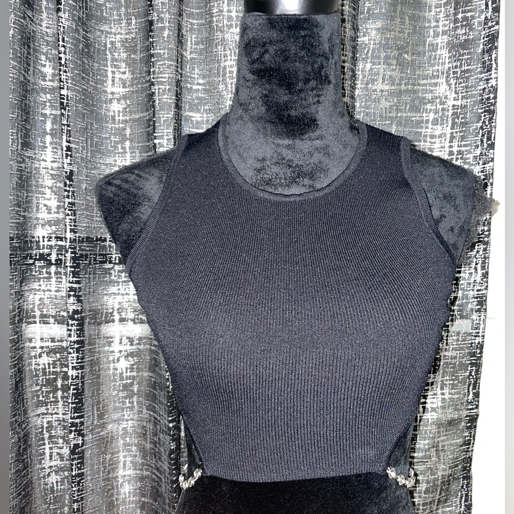 Zara crop top with silver bling chains in each side